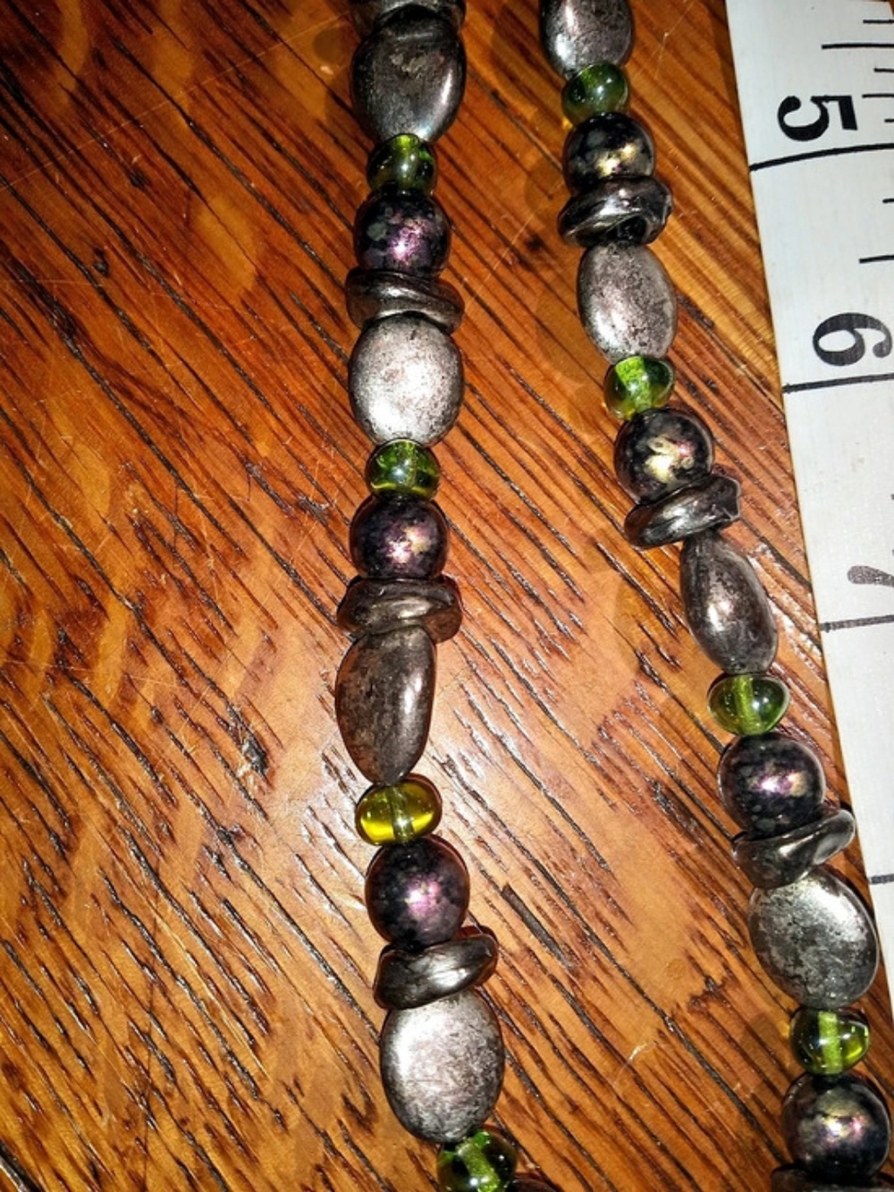 Chicos Beaded Necklace in Gray & Green